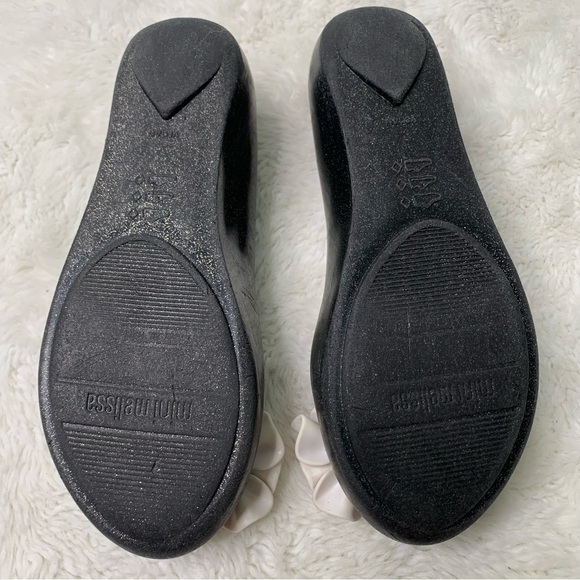 Mini Melissa Girl's Black Ultragirl Garden Floral Slip On Flat Shoes Size 8-9 - Picture 12 of 13